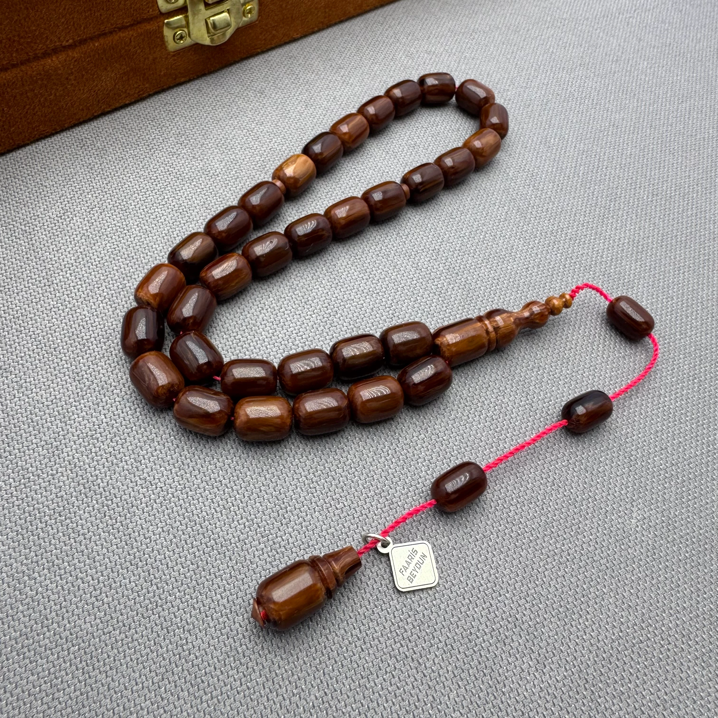 Faaris BEYDUN Usta İşçilikli Kahverengi Hareli Eski Çubuk Malzeme Sıkma Kehribar